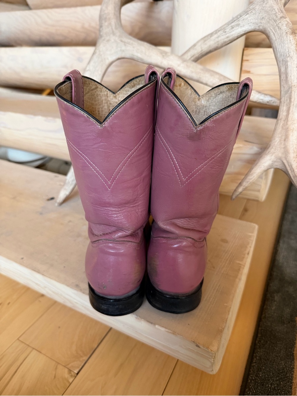 Vintage Justin Boots Mauve Leather Women's Western Boots - Picture 3 of 6